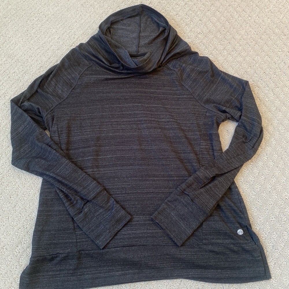 Apana Dark Gray Cowl Neck Long Sleeve Top size Large